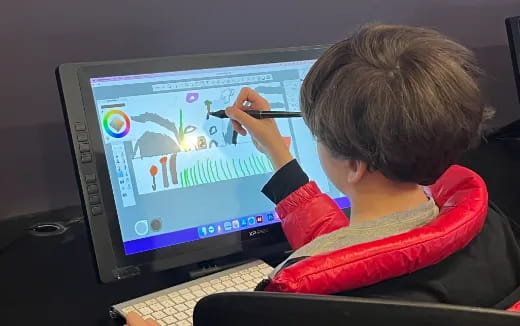 a child using a computer