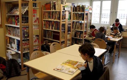 a group of students in a library