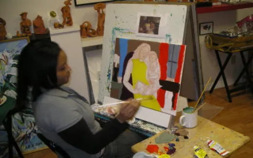 a person painting a picture