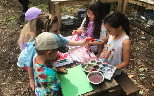 a group of children painting