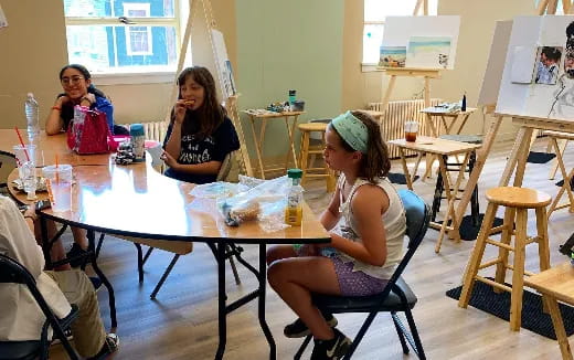 a group of people sitting at a table