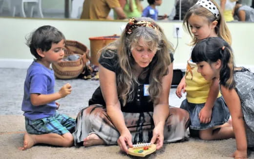 a person and several children