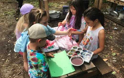 a group of children painting