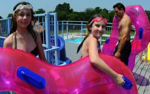 a group of people on a playground