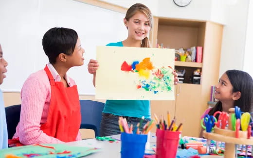 a group of children painting