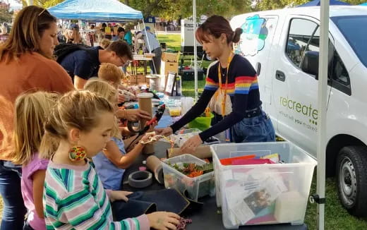 a group of people at a table