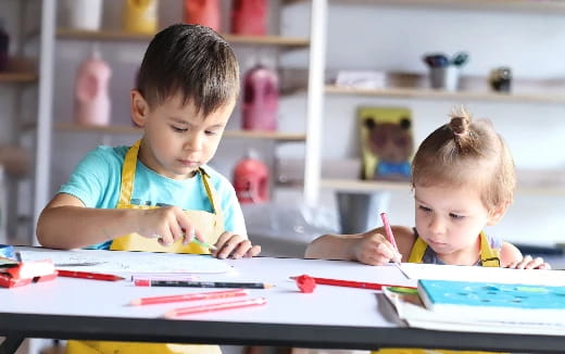 a few children studying together