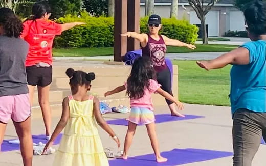 a group of people exercising