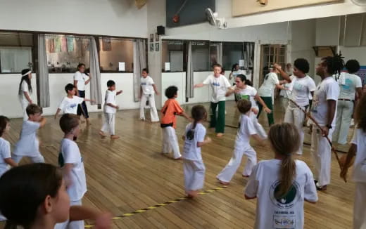 a group of people in a room