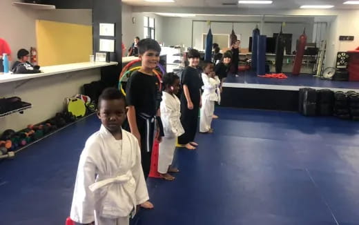 a group of people in a room