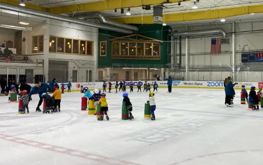 a group of people on ice