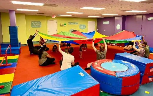 a group of people in a room