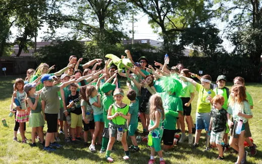 a group of children in a line