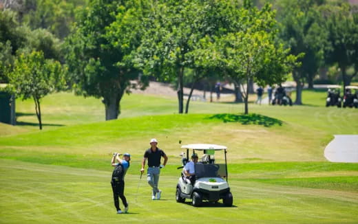 a group of people playing golf