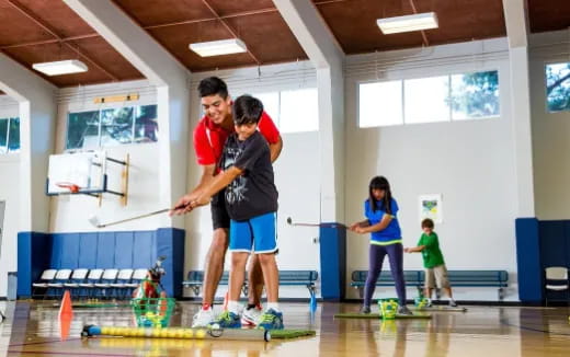 a group of people playing a game