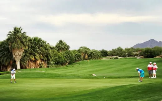 a group of people playing golf