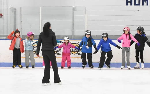 a group of people on ice