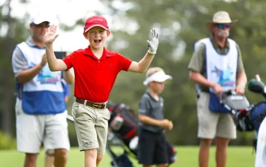 a person in a red shirt