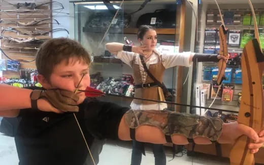 a man and woman in a room