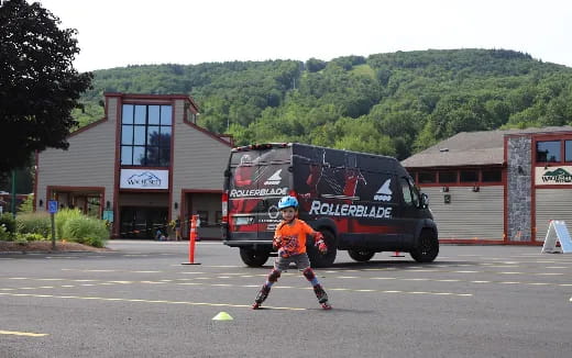 a person skating on the street