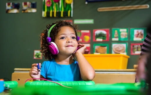 a girl with a bow in her hair