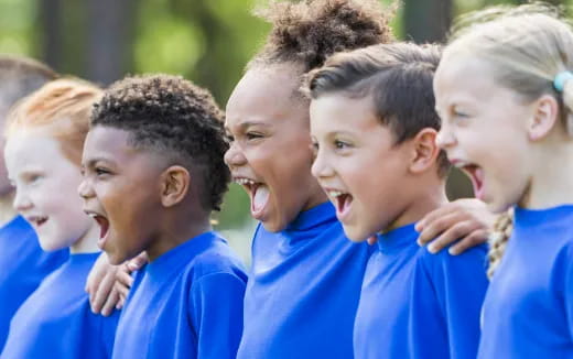 a group of children laughing