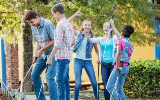 a group of people standing together