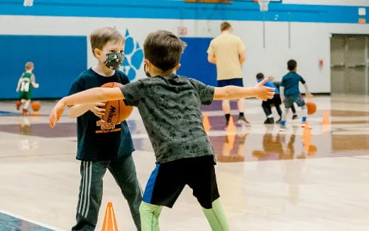 a couple of boys playing a game