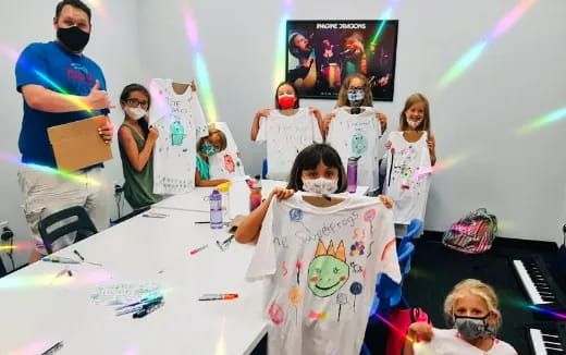 a group of people in a room