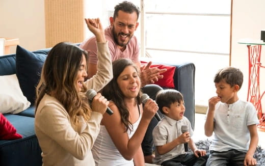 a family posing for a picture