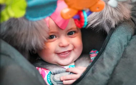 a baby wearing a hat