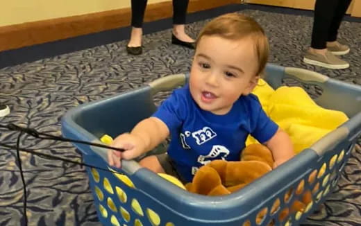 a baby in a highchair