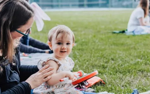 a woman and a baby