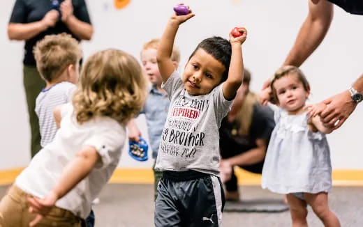 a group of children running