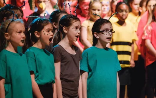 a group of children in a crowd