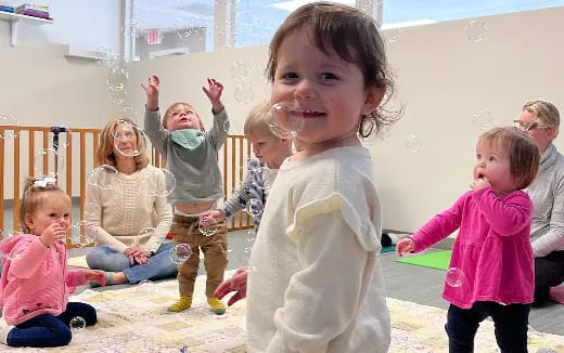 a group of children in a room