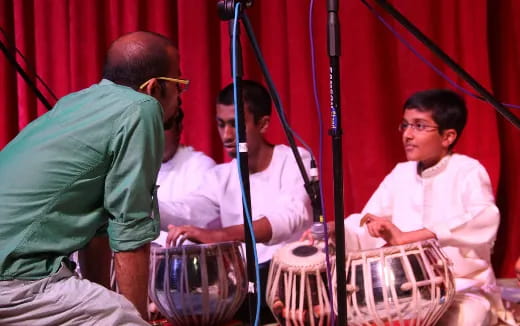 a group of people in a room
