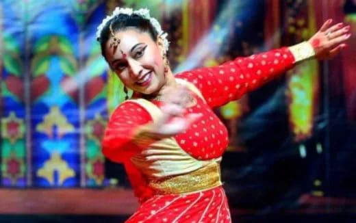 a man in a red shirt