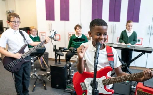 a group of people playing instruments