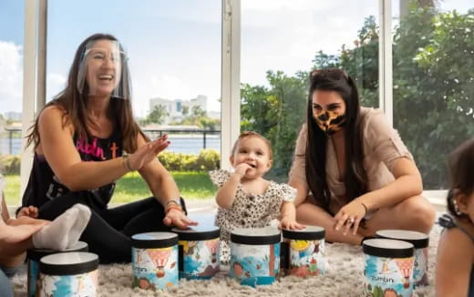 a group of people sitting outside