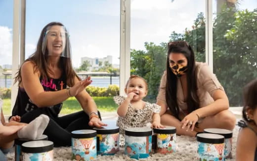 a group of people sitting outside