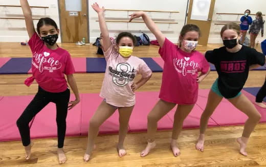 a group of women wearing masks