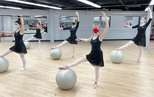 a group of women exercising