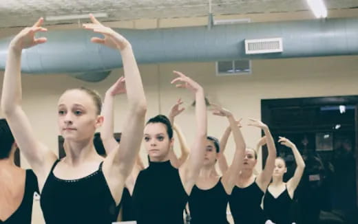 a group of girls in a gym