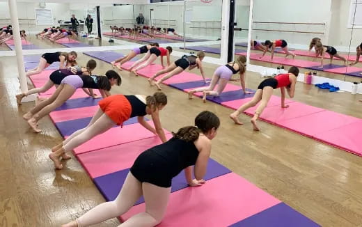 a group of people exercising