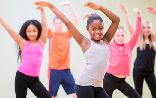 a group of people exercising