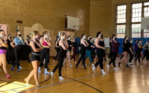 a group of people dancing