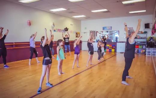 a group of people exercising