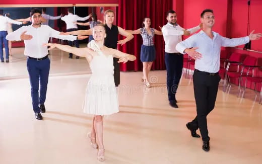 a group of people dancing