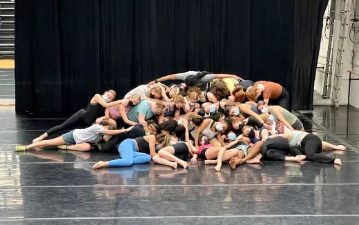 a group of people on the floor